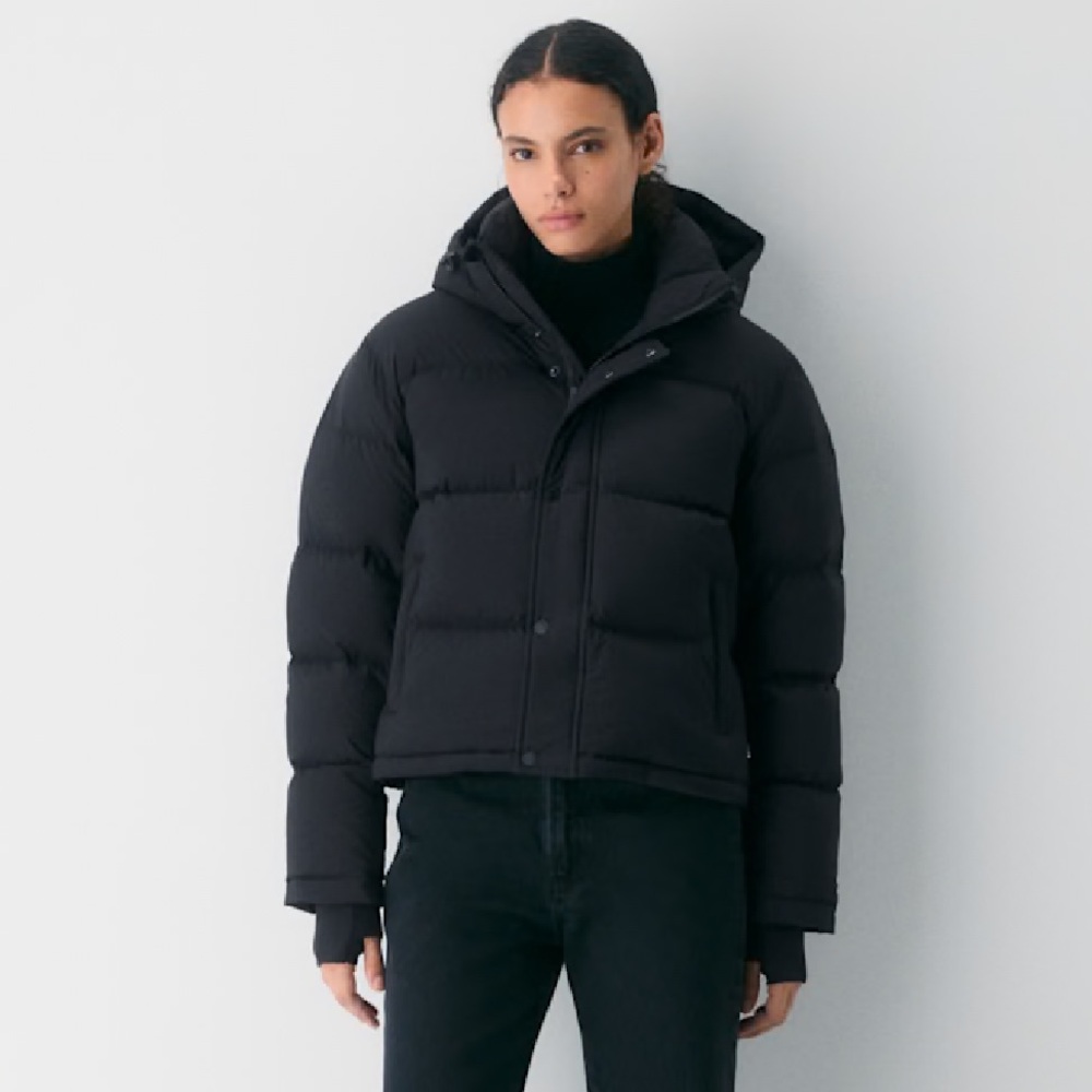 Aritzia Black Puffer Jacket with Hood